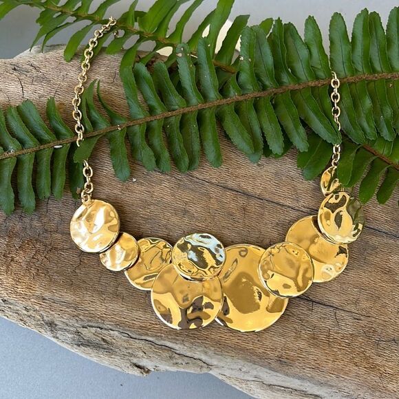 BANANA REPUBLIC GOLD DISC NECKLACE. NWT - Picture 1 of 6